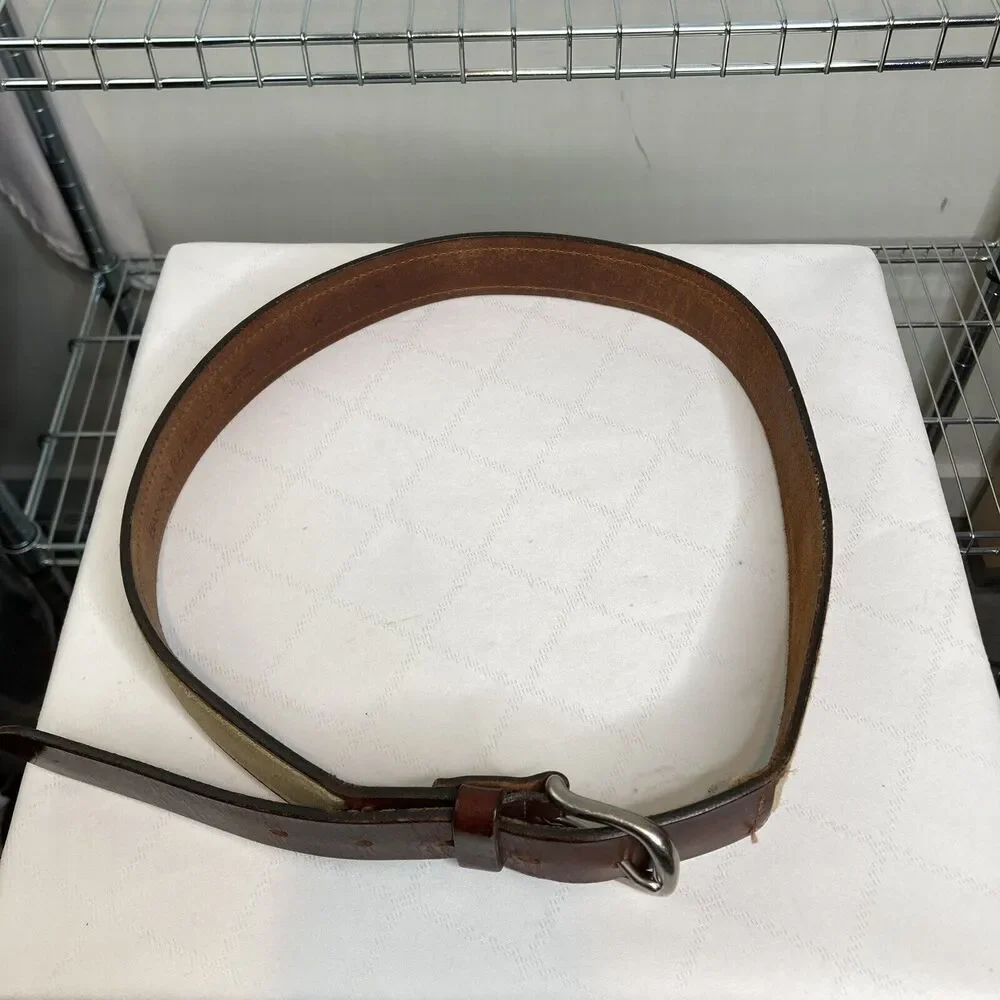 Banana Republic Men's Leather Belt Size 34 Canvas Mixed Media Preppy Old‎ Money